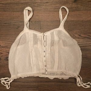 Free People White Button Down Top